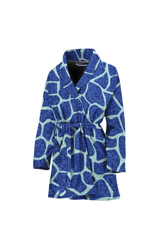 Blue Giraffe Women Bathrobe One Size Univeral Fits Fashion Lightweight Plush Fleece Long Robe For Women