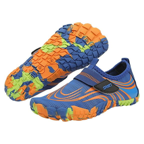 Blue Girls And Boys Slip-On Water Footwear With Anti-Slip Bottom And Lightweight Design For Swimming, Ideal For Ages 13-14 Years