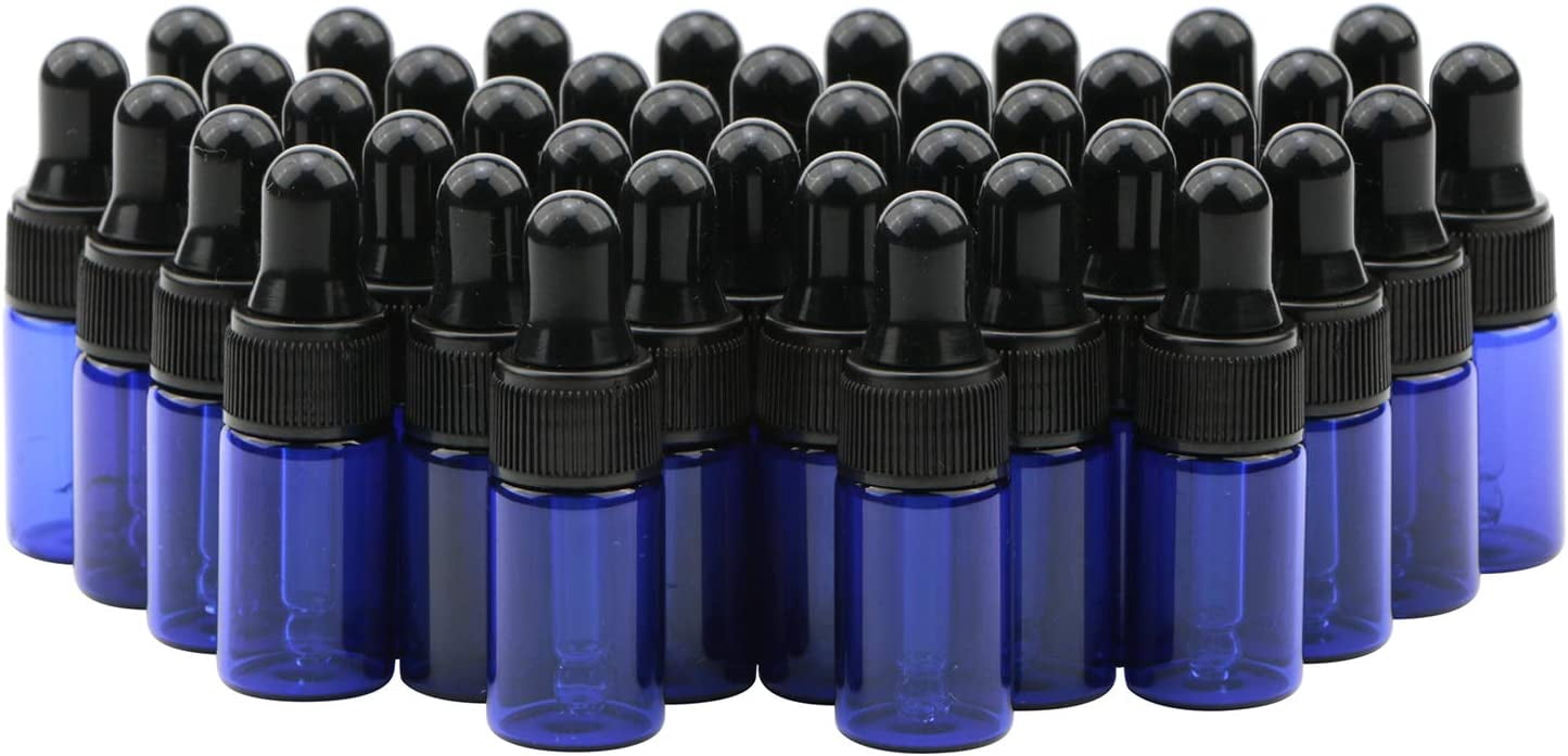Blue Glass Dropper Bottle With Black Rubber Cover Tapered Glass ...