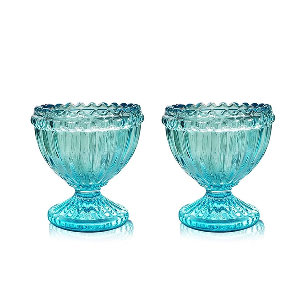 Blue Glass Easter Egg Cup for Soft or Hard Boiled Egg Holder Set of 2 Egg Holders for