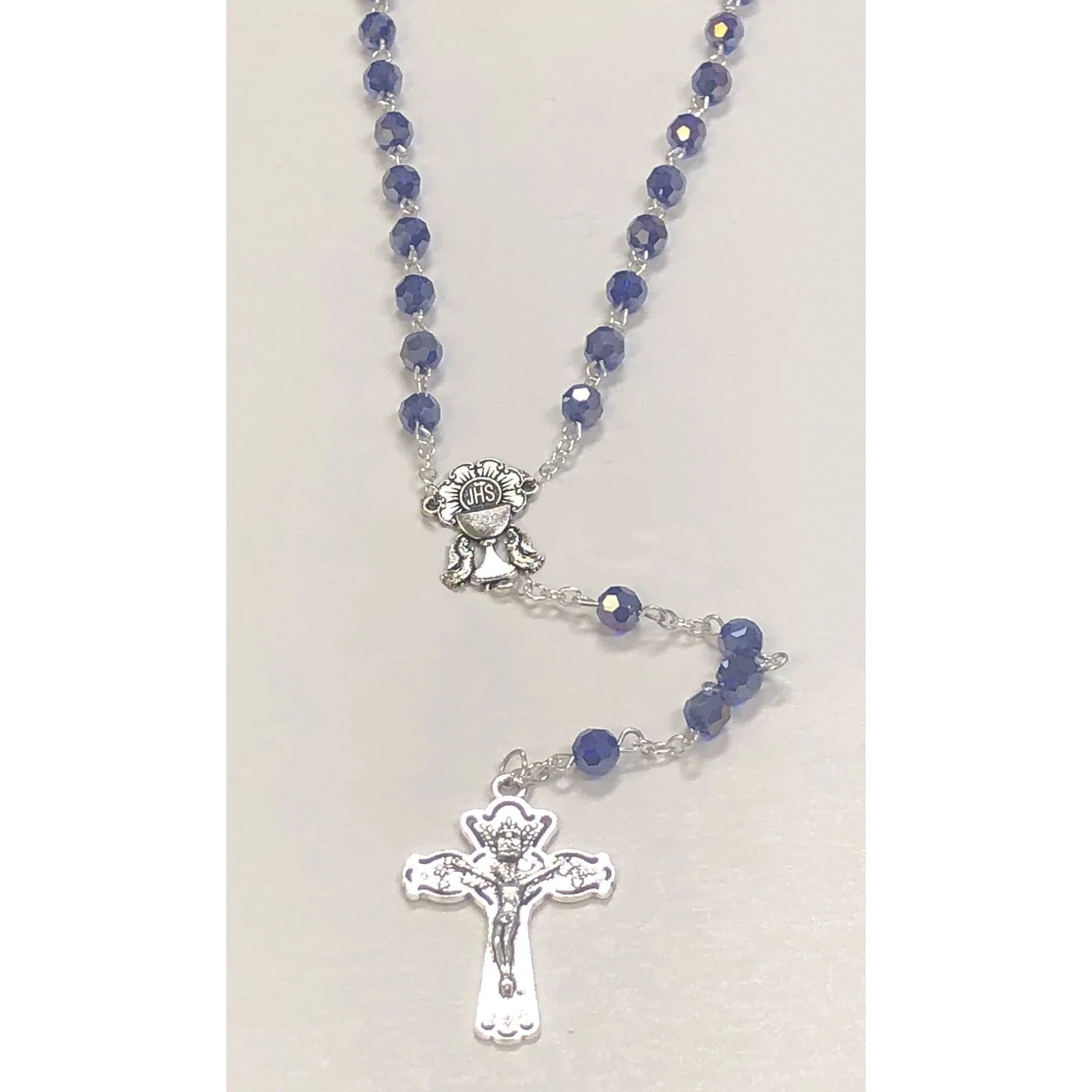 Blue Glass First Holy Communion Rosary - Walmart.com