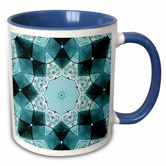 3drose, Blue Glass Mandela, 11oz Two-tone Blue Mug
