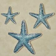 Blue Glass Mosaic Starfish Wall Art Set of 3 Set of 3