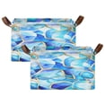 thumbnail image 1 of Blue Glass Pattern 16.9x11.4x10in Foldable Open Home Storage Bins Durable Water Resistant Shelf Baskets, 1 of 8