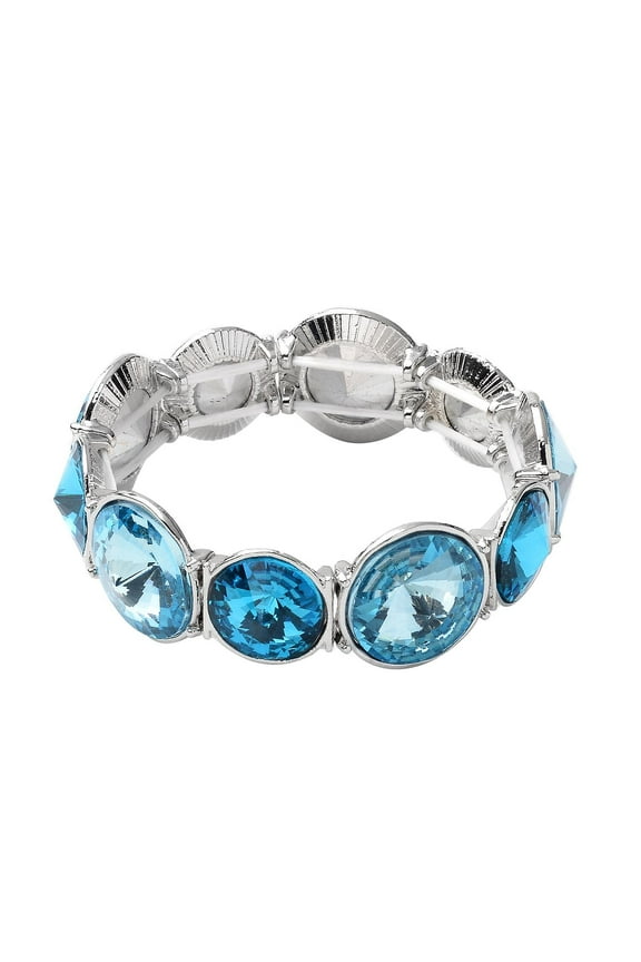 Blue Glass Silvertone Bracelet for Women Jewelry for Women Size 7" Ct 0.01 Birthday Christmas Gifts