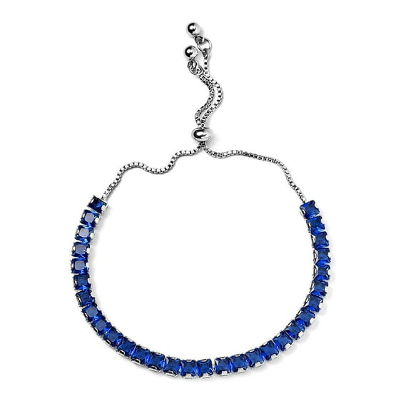 Blue Glass  Silvertone Bolo Bracelet for Women Jewelry Birthday Christmas Gifts for Women