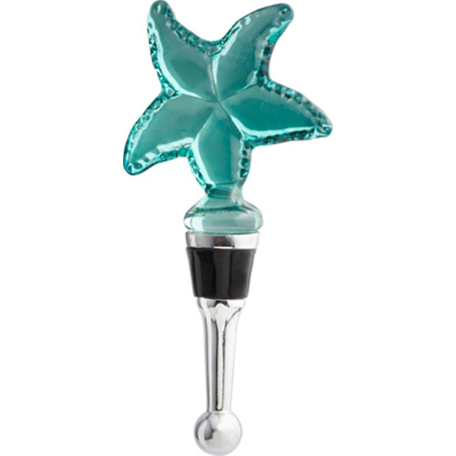 Blue Glass Starfish Wine Bottle Stopper