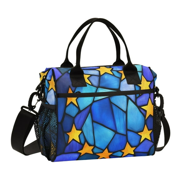 Blue Glass Stars Cooler Bag Lunch Bag Soft Cooler Cooling Tote Insulated Lunch Box for Adult Men Women