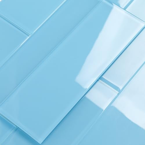 Blue Glass Subway Tile, 4x12 Inch, Glass Backsplash Tile for Kitchen Shower Bathroom Wall Tile(12 Pcs, 4 Sq.Ft)$$Tools & Hardware Other