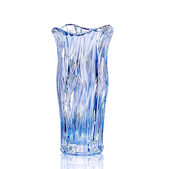 Blue Glass Vase 9.1 Inches Tall Table Centerpiece Flower Decor