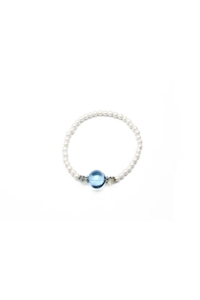Blue Glass and White Crystal Magnetic Hematite Bracelet 7