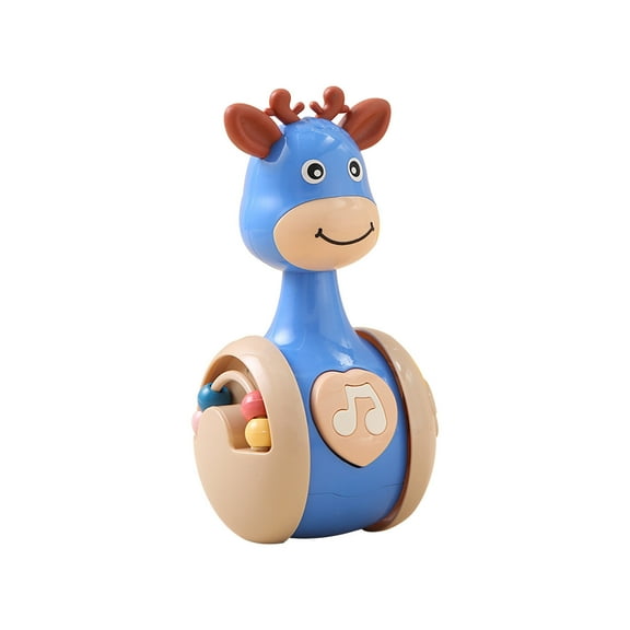 Blue Gliding Fawn Tumbler Toy Car With Lights And Music For Kids, Educational Early Learning Baby Toy, Interactive Play And Motor Skills Development, 0.27 Lb