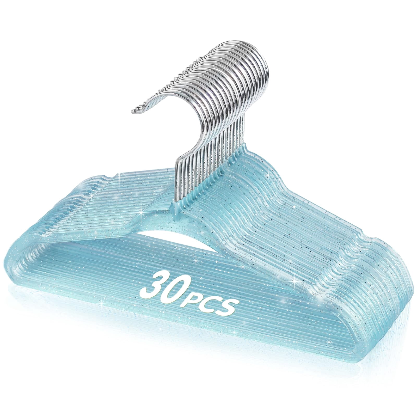 Blue Glitter 11 Inch Closet Clothes Hangers
