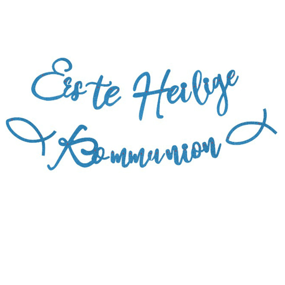 Blue Glitter First Holy Communion Banner, 'Erste Heilige Kommunion' Party Decoration, 2-Piece Set