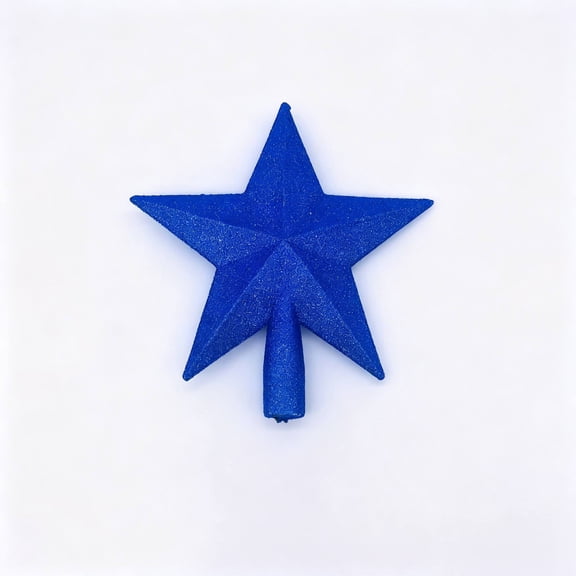Blue Glitter Five-Pointed Star Christmas Tree Topper, PVC Material Easy Install, Star Tree Top Ornament for Various Xmas Trees Holiday Styling