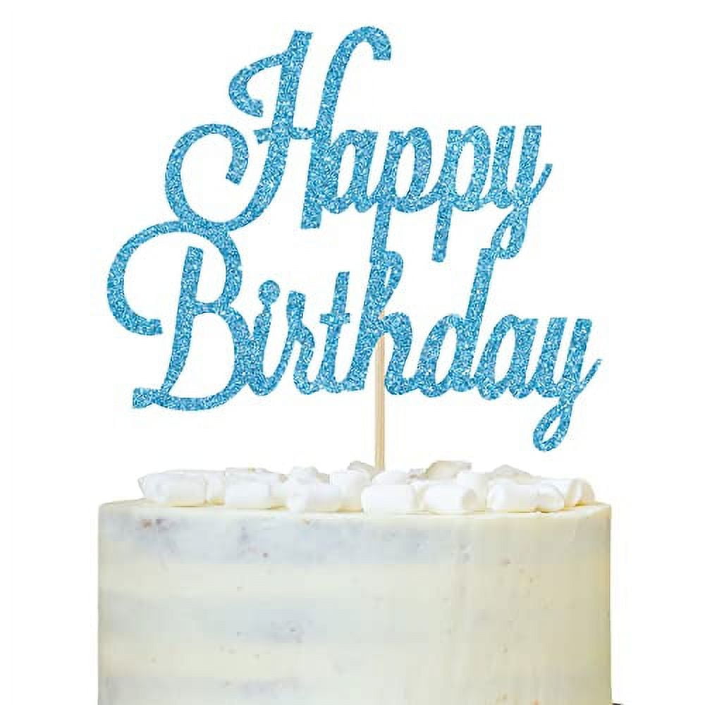Blue Glitter Happy Birthday Cake Topper, Birthday/Anniversary ...