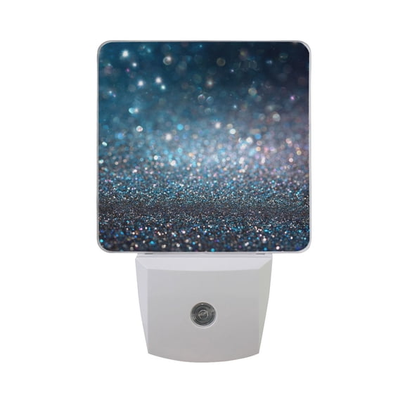 Blue Glitter LED Night Light Sensor Lamp Plug-in Adjustable Brightness 2 Pack