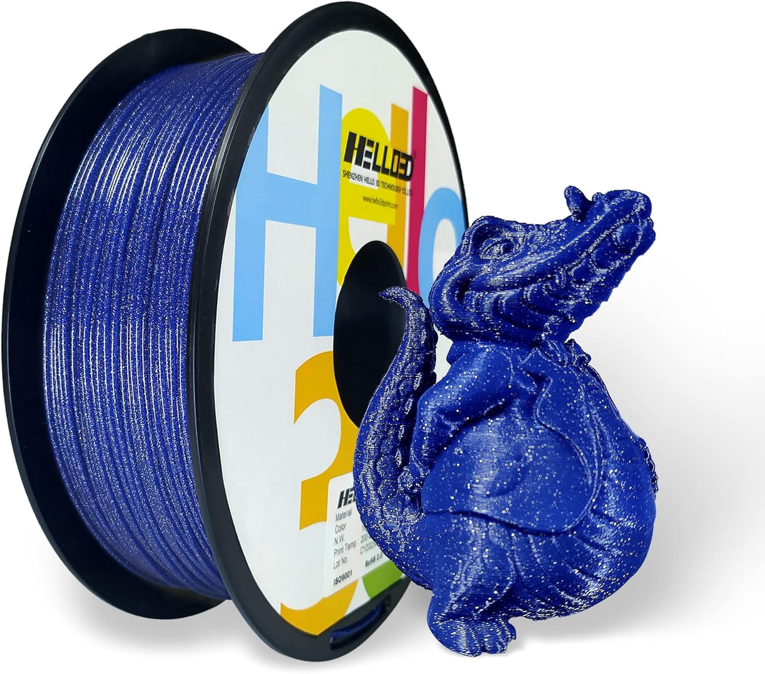 Blue Glitter PLA Filament 1.75mm, 3D Printing Sparkly Shining PLA Filament 1KG/Spool, Starry Sky Flash Surface, Dimensional Accuracy +/- 0.05 mm, Compatible with Most FDM 3D Printers/Pens