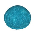 thumbnail image 1 of Blue Glitter Patterns Shower Cap, Reusable Bath Hair Hat for all Hair Lengths Hair Cover with Elastic Band Double Waterproof Layers Bathing Hat, 1 of 5