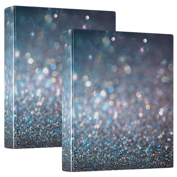 Blue Glitter Round Ring Binder 3 Rings 1.5" Capacity File Storage for A4 Size 1 Pack