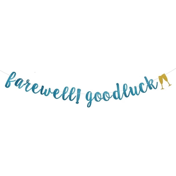 Blue Glitter farewell goodluck Banner, Pre-Strung,Retirement/farewell/Graduation Party Decorations Bunting Sign Backdrops,farewell ! goodluck