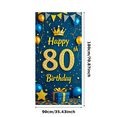 thumbnail image 1 of Blue Glittery Birthday Banner with Gold Crown Stars Balloons and Gift for 80th Birthday Party Supplies Photography Props Background Decorations Backdrop, 1 of 6