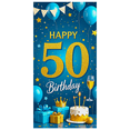 thumbnail image 1 of Blue Glittery Happy 50 Birthday Banner Background Decorations for Birthday Party Photography Props Backdrop Party Supplies Celebration Decors, 1 of 7