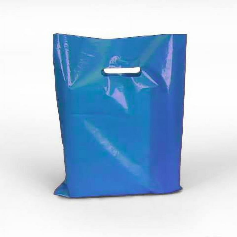 Blue Glossy Plastic Bags with Diecut Handles 24 X 24 Quantity 500 Gusset 5 by Paper Mart