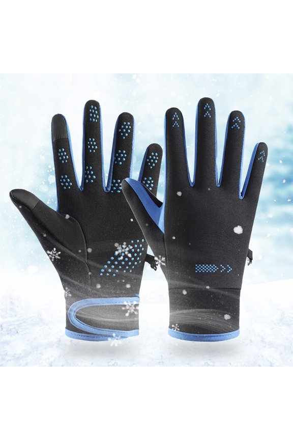 Blue Gloves Mittens for Women Men Winter New Ladies Fingerless Knitted Warm Half Finger Wool Gloves