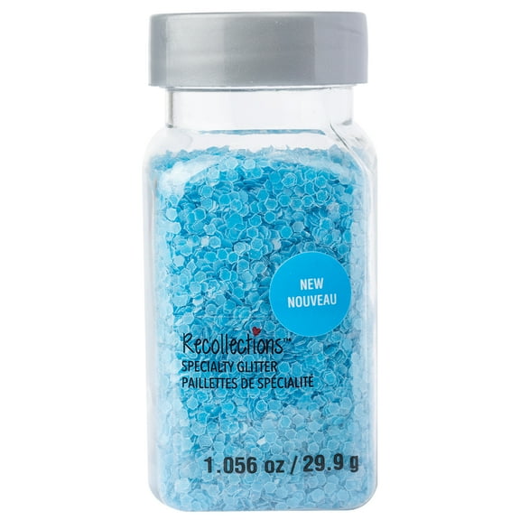 Blue Glow-in-the-Dark Hexagon Specialty Glitter by Recollections – 1 oz Jars of Plastic Glitter for Crafts & DIY Projects - 12 Pack