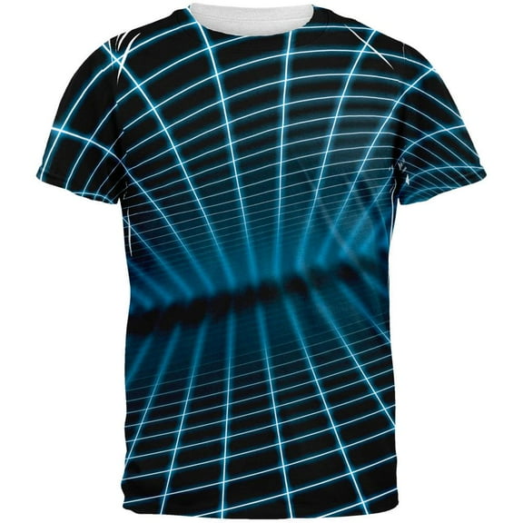 Blue Glowing Grid All Over Adult T-Shirt - Medium