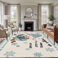 thumbnail image 1 of Blue Gnomes Area Rug 5x8 Washable Rug Non Slip Coffee Snowflake Winter Checkered Rustic Large Area Rug Soft Stainresistant Indoor Floor Carpet for Living Room Bedroom Home Office Dining Room Nursery, 1 of 8