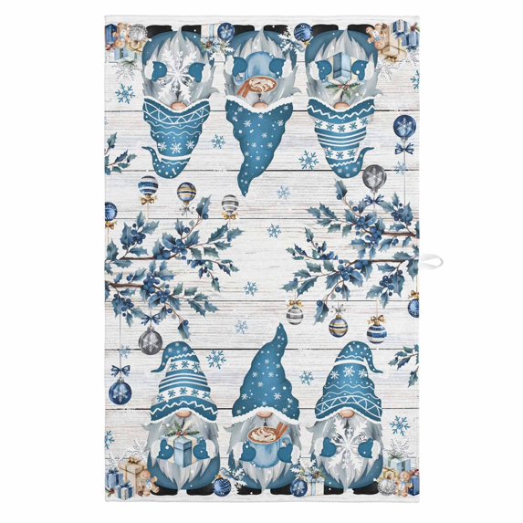 Blue Gnomes Christmas 1 Pack Kitchen Towel, Water Absorbent Dish Towel, Xmas Ball Snowflake Gifts Botanical Wooden Decorative Hand Towels - Quick Drying Cloth for Cooking Baking, 18x28 Inch