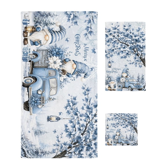 Blue Gnomes Christmas Bath Towels Set of 3 with Bath Towel Hand Towel ...