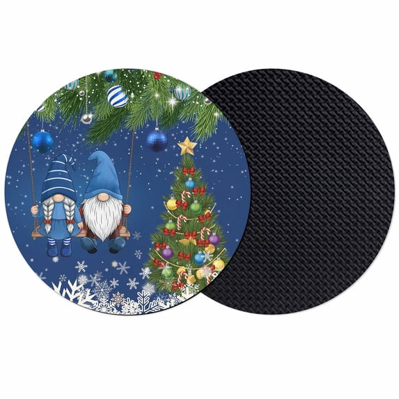 Blue Gnomes Christmas Coasters Set of 2, Absorbent Coasters for Drinks, Xmas Tree Weeping Balls Snowflake Coaster for Desk Coffee Table Protection, Home Decor House Warming Gifts 4"