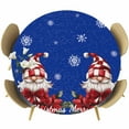thumbnail image 1 of Blue Gnomes Christmas Round Tablecloth 55-60 Inch Round Fitted Table Cloth with Elastic Edge, Snowflake Xmas Poinsettia Waterproof Table Cover Protector for Outdoor Picnic Party Dining, 1 of 6