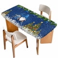 thumbnail image 1 of Blue Gnomes Christmas Table Cloths for 6 Foot Rectangle Tables, Xmas Tree Weeping Balls Snowflake Patio Waterproof Elastic Fitted Tablecloths, Washable Rectangular Table Cover for Camping, 1 of 8