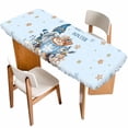 thumbnail image 1 of Blue Gnomes Christmas Table Cloths for 8 Foot Rectangle Tables, Xmas Gifts Snowflake Winter Patio Waterproof Elastic Fitted Tablecloths, Washable Rectangular Table Cover for Camping, 1 of 8