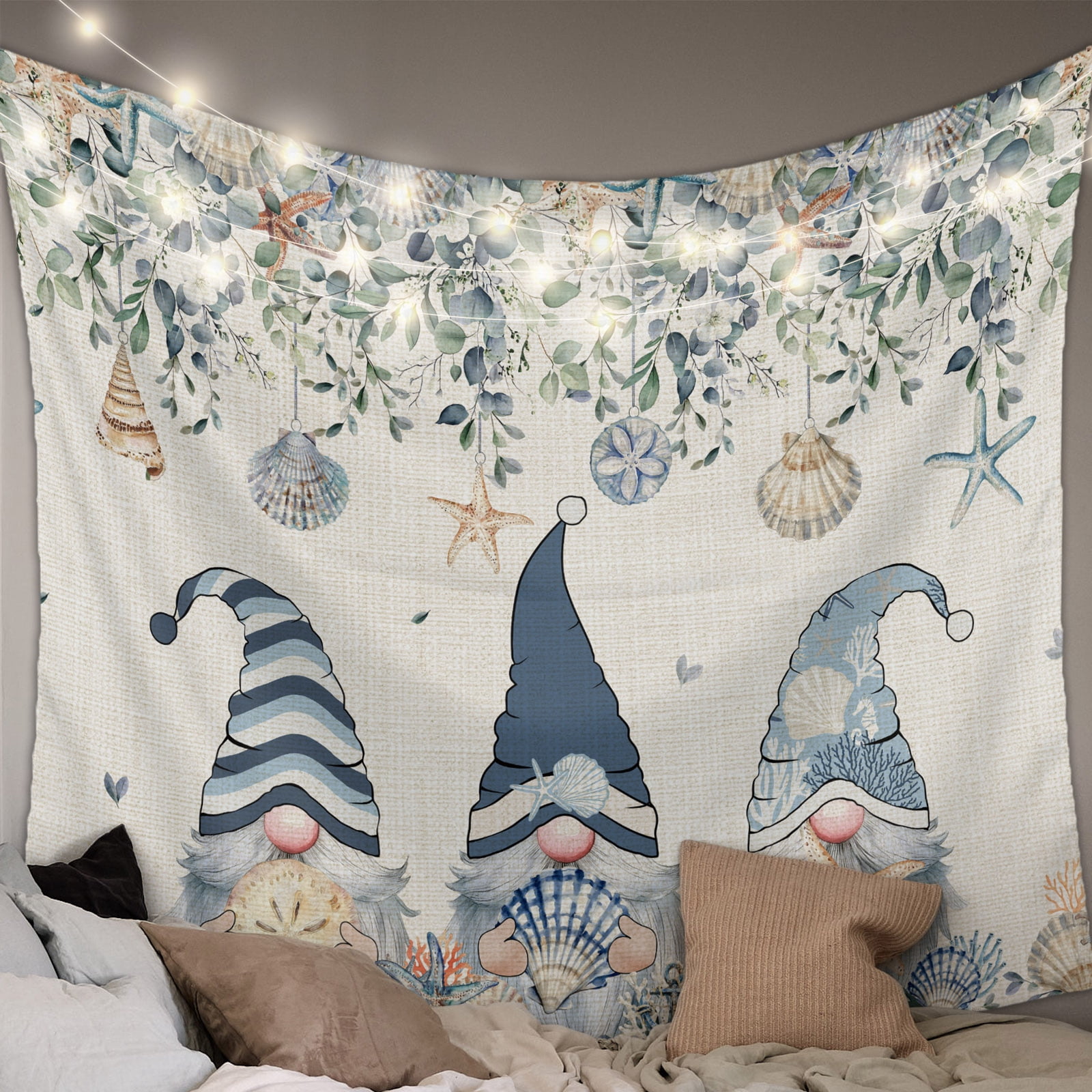 Blue Gnomes Coastal Large Tapestry for Bedroom Wall Hanging Tapestry ...