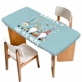 thumbnail image 1 of Blue Gnomes Easter Table Cloths for 3 Foot Rectangle Tables, Eggs Botanical Carrot Pastoral Patio Waterproof Elastic Fitted Tablecloths, Washable Rectangular Table Cover for Camping, 1 of 8