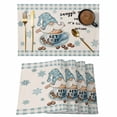 thumbnail image 1 of Blue Gnomes Placemats Set of 4 Coffee Snowflake Winter Checkered Rustic Place Mats Indoor Wipeable Table Mats Washable Cloth Dining Table Placemats for Kitchen Holiday Party Home Decor 13x19 Inch, 1 of 9