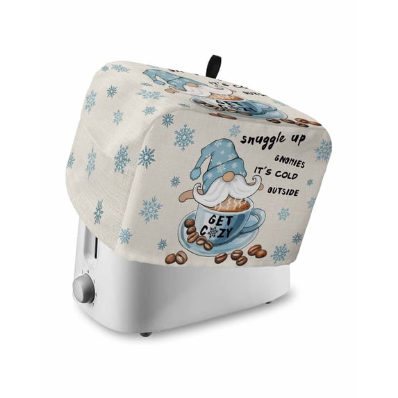 Blue Gnomes Toaster Cover 2 Slice, Small Kitchen Appliance Covers, Coffee Snowflake Winter Rustic Toaster Oven Cover with Loop, Bread Machine Cover Polyester Dust Cover Protection