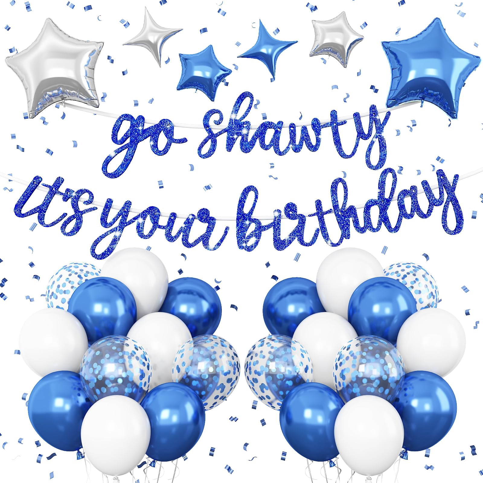 Turquoise Green "Go Shawty It's Your Birthday" Banner Balloon Set - Glitter Hip Hop Theme Party Decor