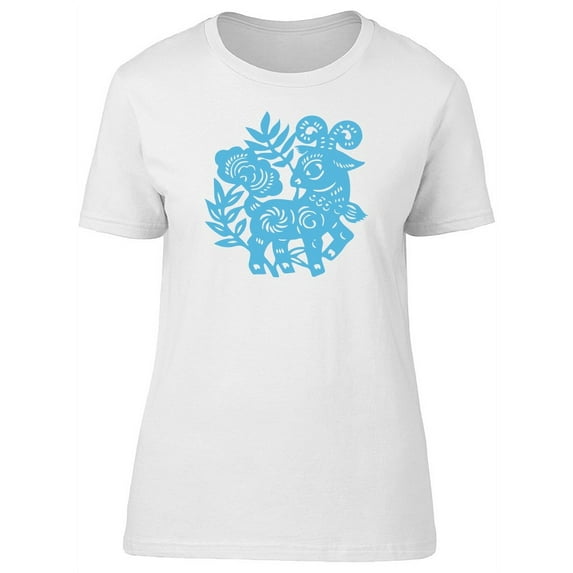 Blue Goat With Ornaments T-Shirt Women -Image by Shutterstock, Female Medium