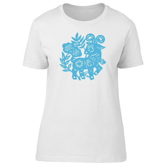 Blue Goat With Ornaments T-Shirt Women -Image by Shutterstock, Female x-Large