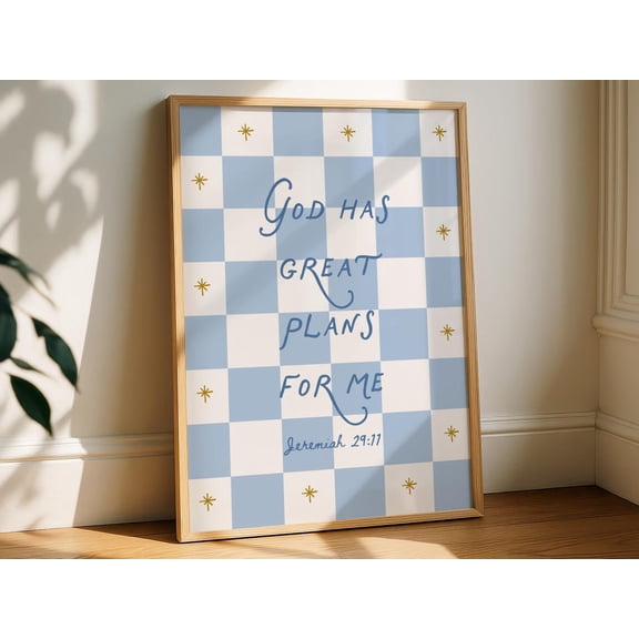 Blue God Has Great Plans For Me Jeremiah 29 11 Boys Bible Verse Toddler Art, Stretched Canvas 8x10in