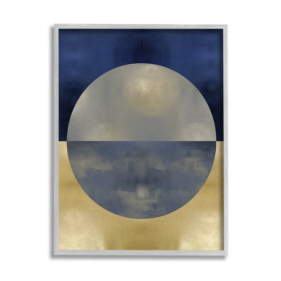 Stupell Industries Blue Gold Abstract Distressed Circle Shapes,16 x 20,Designed by Justin Thompson