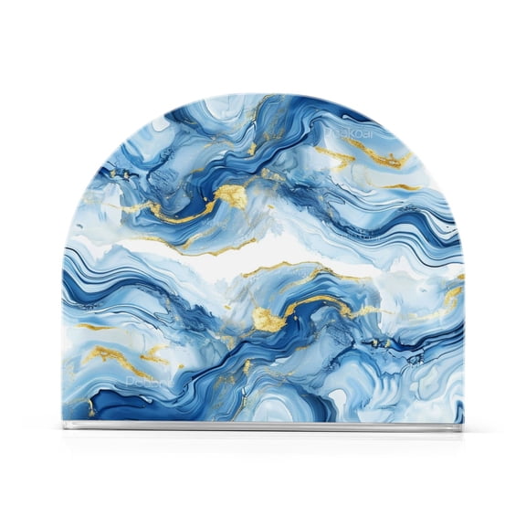 Blue Gold Agate Napkin Holder for Table Clear Napkin Stand Paper Holder Acrylic Organizer Dispenser Napkins for Dinner Kitchen Restaurant Room