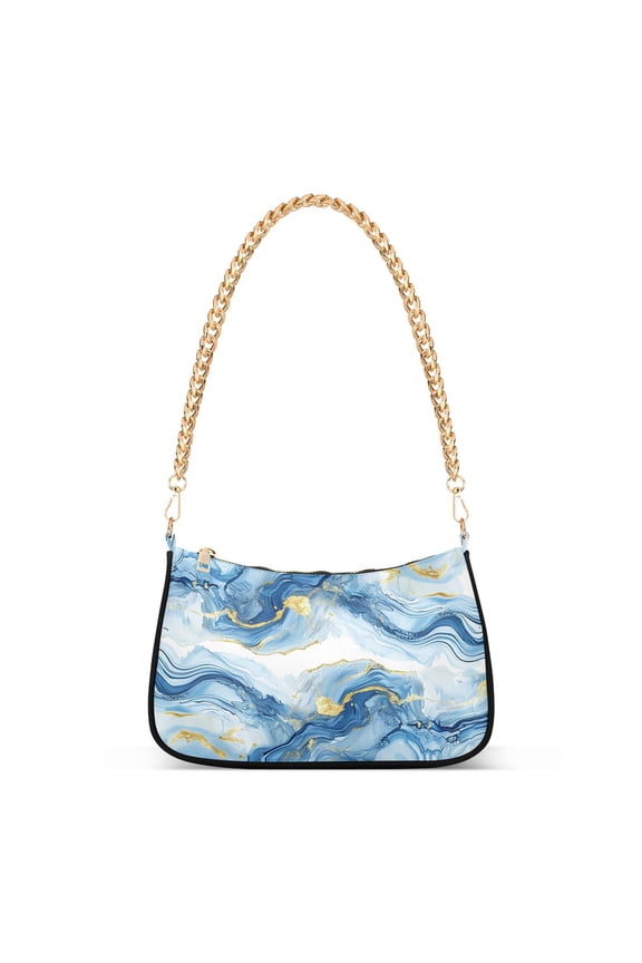 Blue Gold AgateWomen Small Shoulder Bag Crossbody Tote Hobo Bags Purse Clutch Handbags with Chain Strap for Women