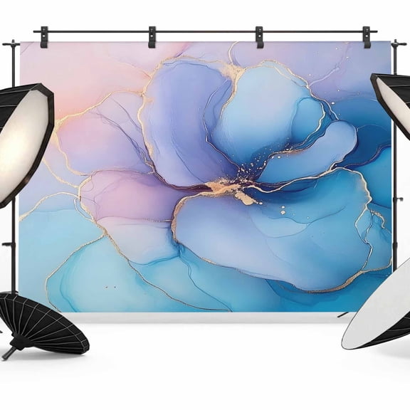 Blue Gold Backdrop for Photoshoot, Photography Photo Studio Background Wall Backdrop, Modern Purple Pink Marble Textured Back Drop Banner Panel for Portraits Wedding Party Live Streaming Decor 7x5Ft